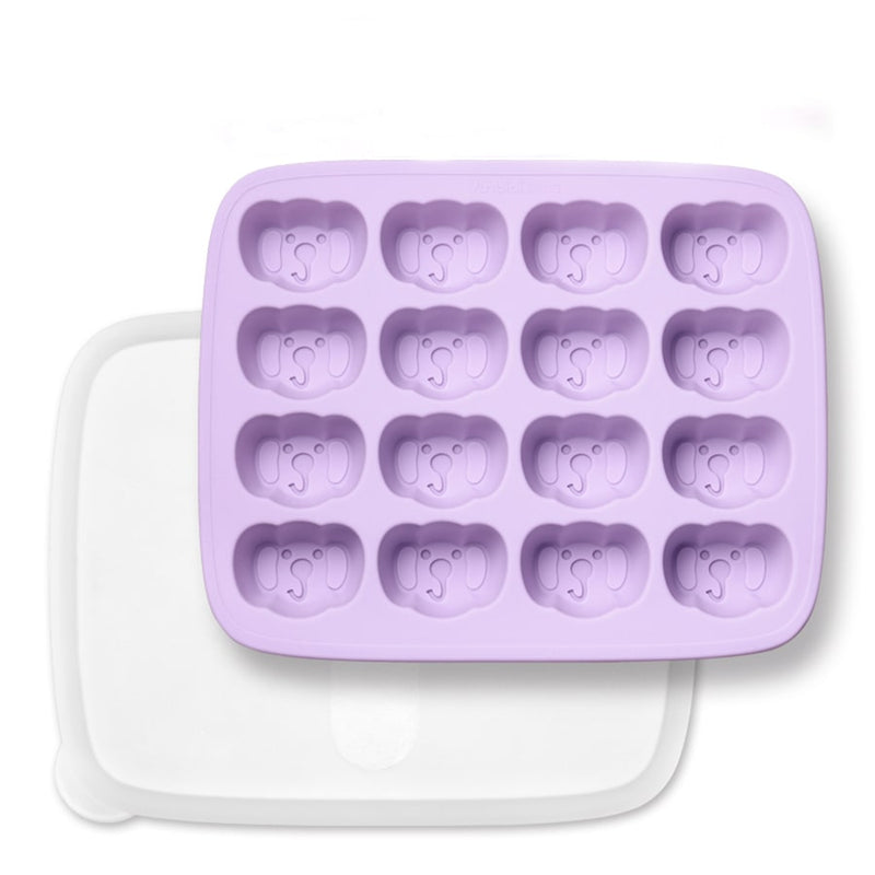 16 compartments baby silicone complementary food box fruit puree baby fresh sealed freezer box children storage box summer ice compartment molds, Purple & Pink