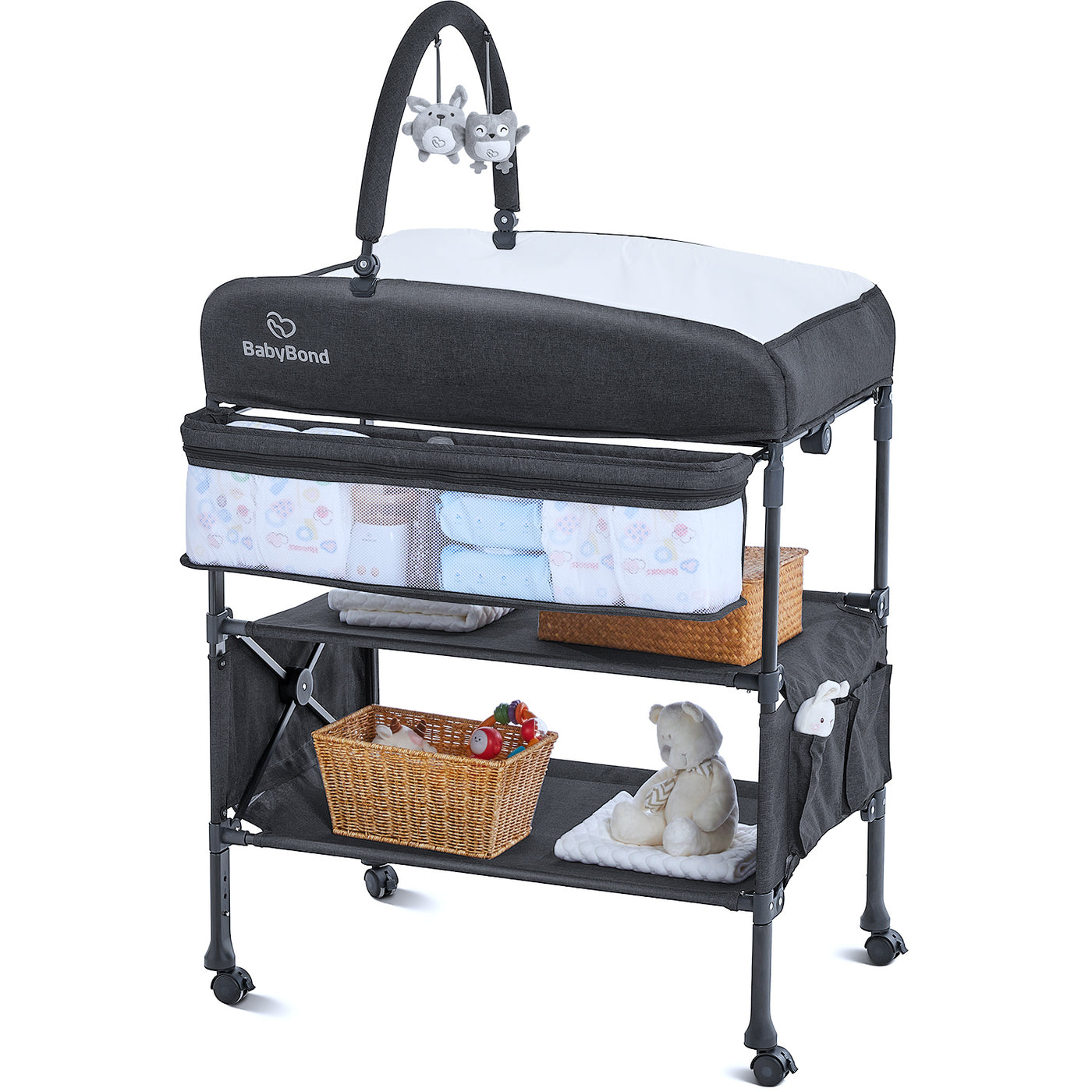 BabyBond Portable Baby Changing Table for Newborn Essentials New Black